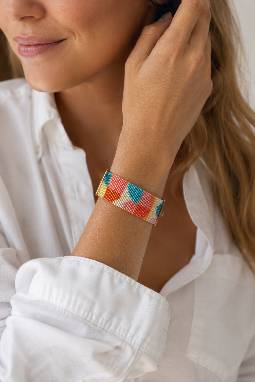 Solène Bracelet — Turquoise, Coral & Saffron
