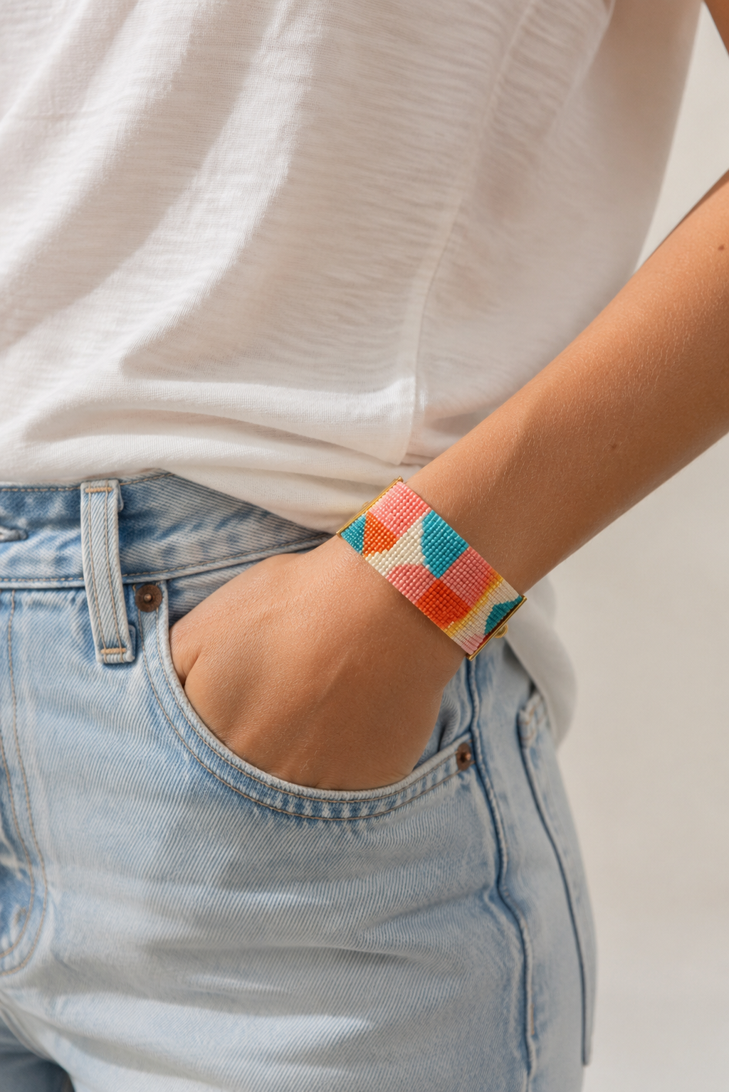 Pulsera Solène — Turquesa, Coral y Azafrán