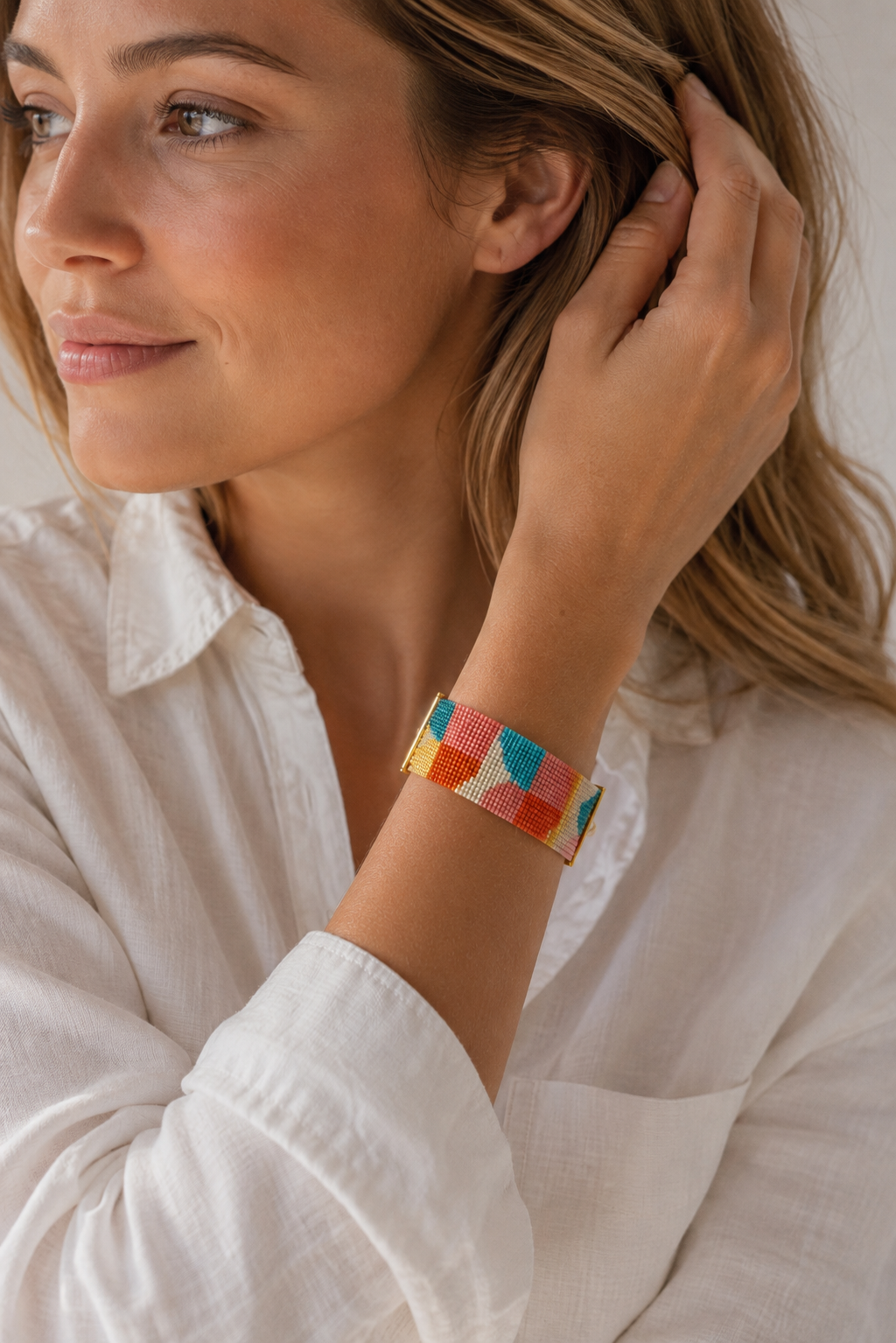 Solène Bracelet — Turquoise, Coral & Saffron
