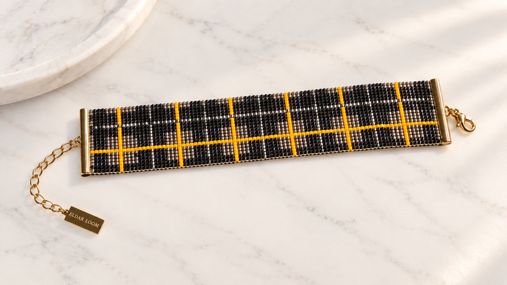 Pulsera Margot — Negro, Plata y Amarillo Dorado
