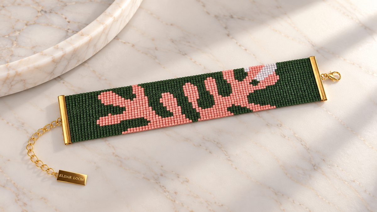 Coralina Bracelet — Deep Green, Coral Pink & White