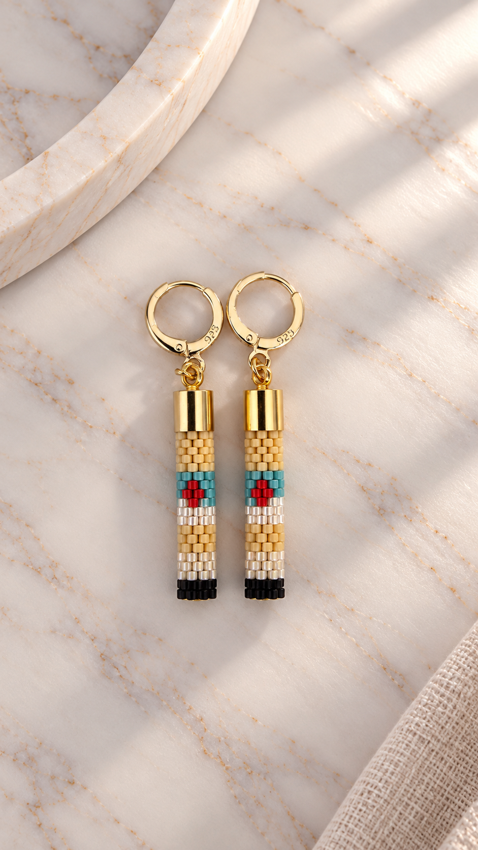 Mireya Earrings — Turquoise, Red, Black, Ivory, White & Gold