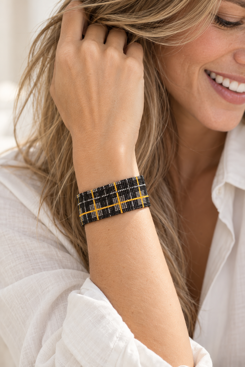Margot Bracelet — Black, Silver & Golden Yellow