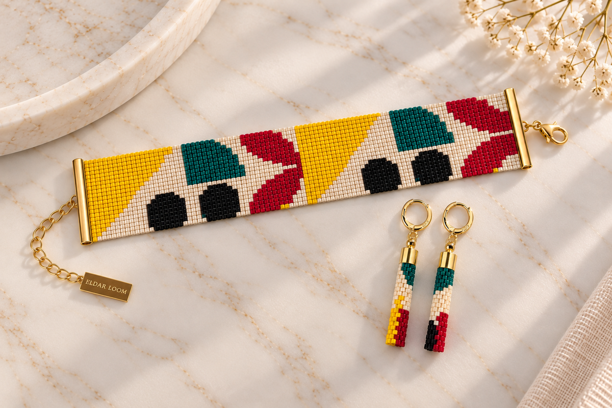 Inès Bracelet — Yellow, Emerald Green, Raspberry, Black & Ivory