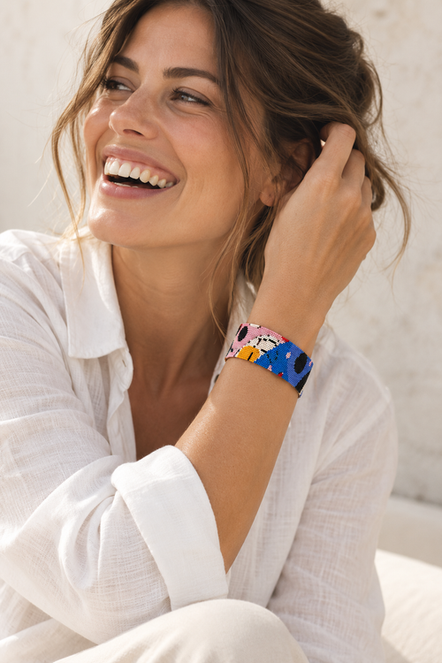 Amélie Bracelet — Cobalt Blue, Blush Pink, Black, Ivory, Orange & Red