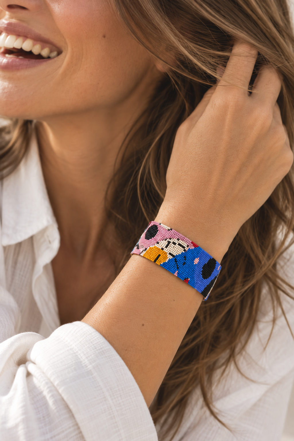 Amélie Bracelet — Cobalt Blue, Blush Pink, Black, Ivory, Orange & Red