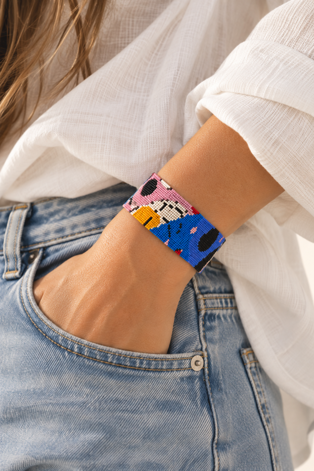 Amélie Bracelet — Cobalt Blue, Blush Pink, Black, Ivory, Orange & Red