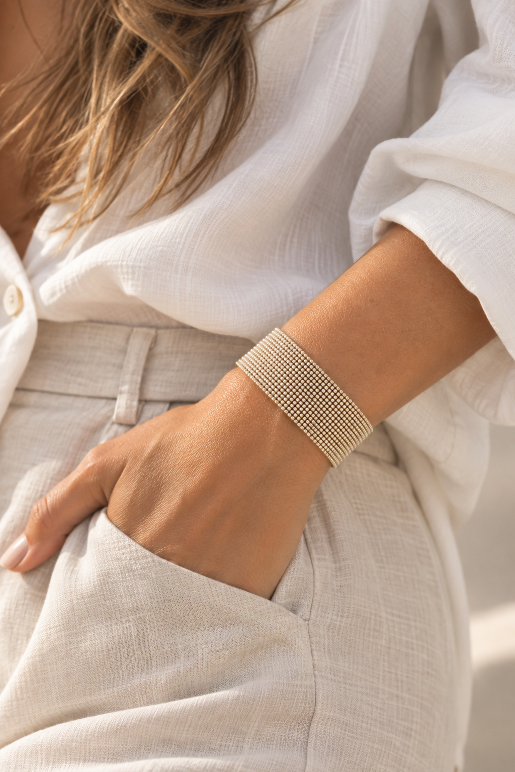 Élodie Bracelet — Silver and Pearl Ivory