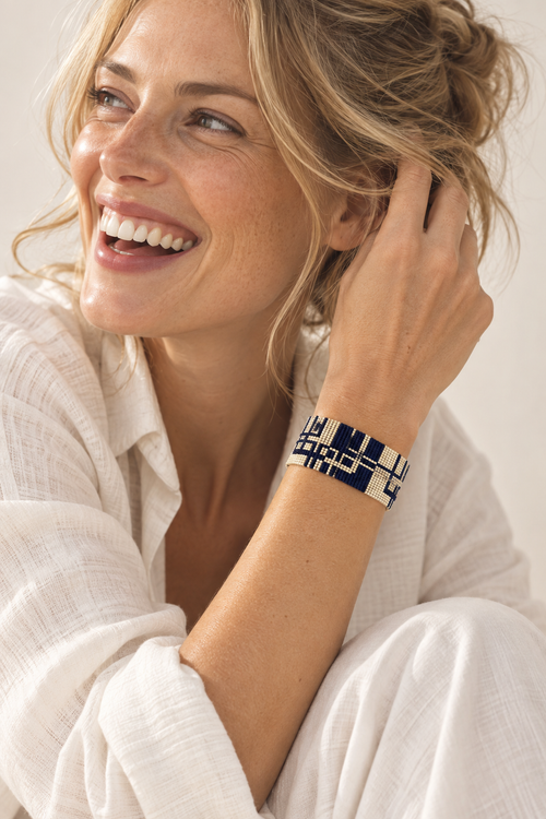 Pulsera Colette — Azul Medianoche y Marfil