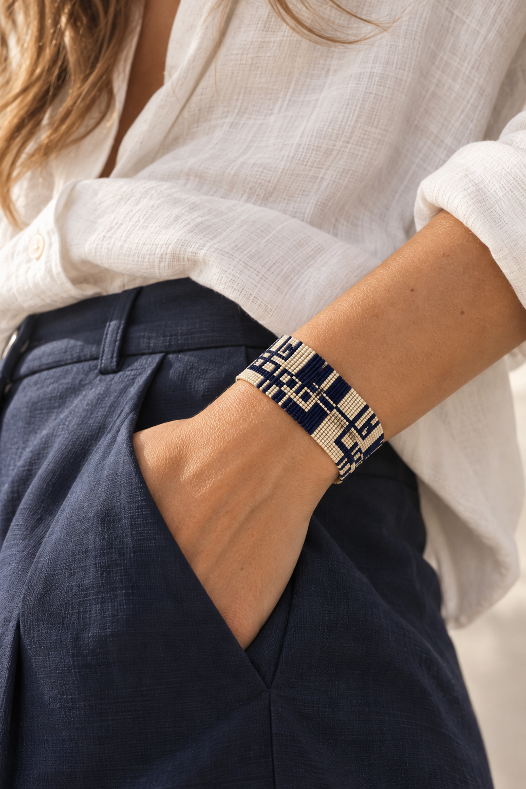 Colette Bracelet — Midnight Navy & Ivory