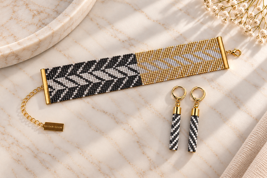 Alessia Earrings — Black, Ivory, Silver & Gold
