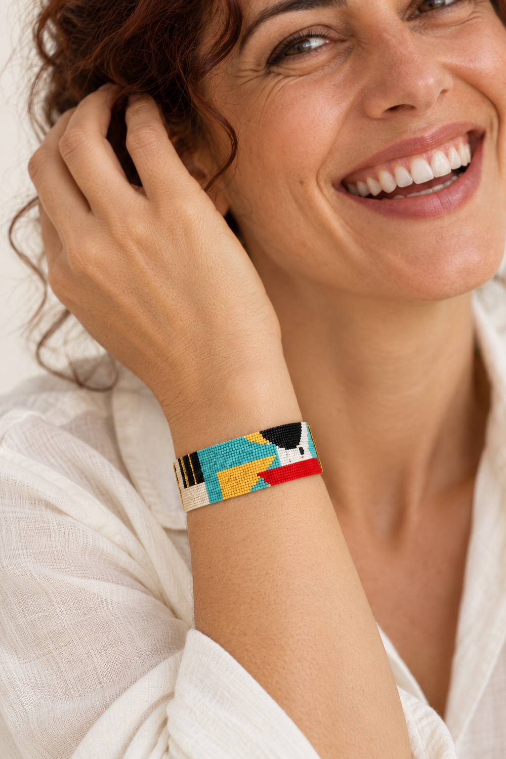 Mireya Bracelet — Turquoise, Red, Black, Ivory, White & Gold