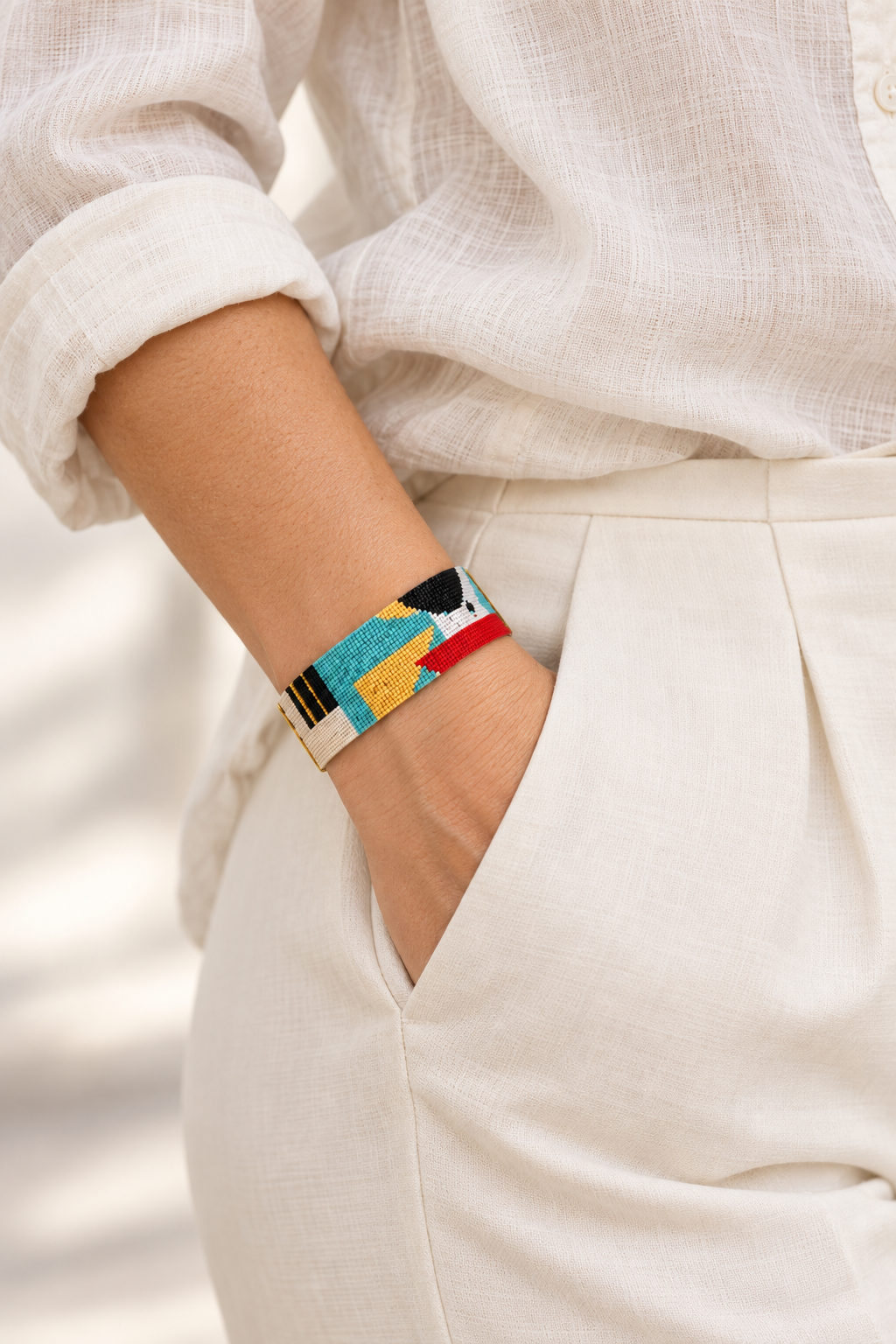 Mireya Bracelet — Turquoise, Red, Black, Ivory, White & Gold