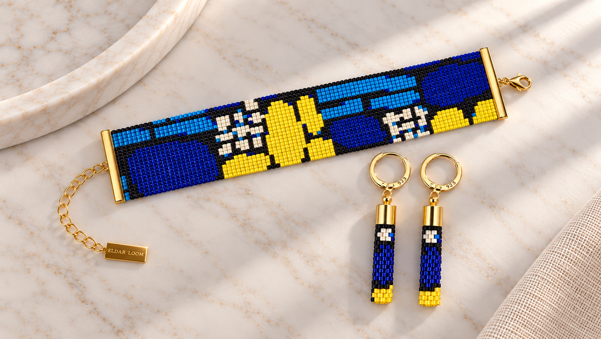 Matisse Earrings — Cobalt Blue, Turquoise, Yellow, Black & Ivory