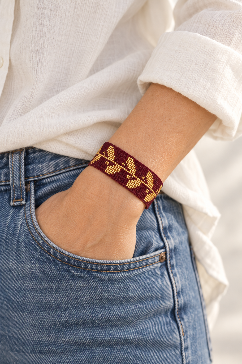 Olivo Bracelet — Burgundy & Gold