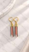 Aretes Coralina — Verde Profundo, Rosa Coral y Blanco