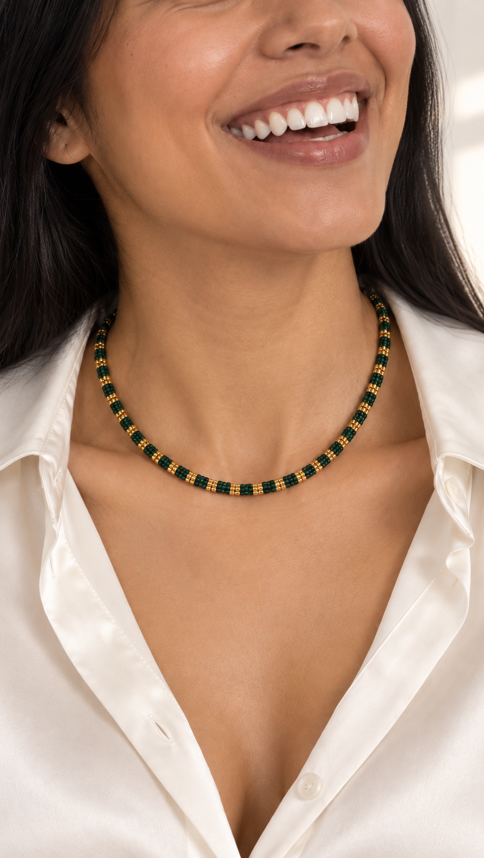 Liora Necklace — Emerald & Gold
