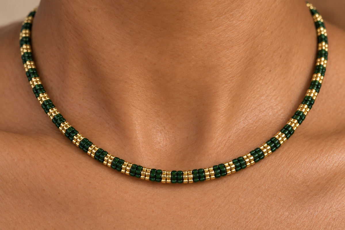 Liora Necklace — Emerald & Gold