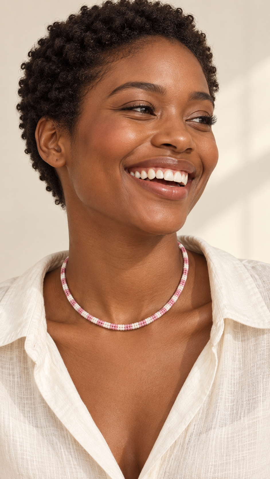 Isadora Necklace — Blush pink & Ivory