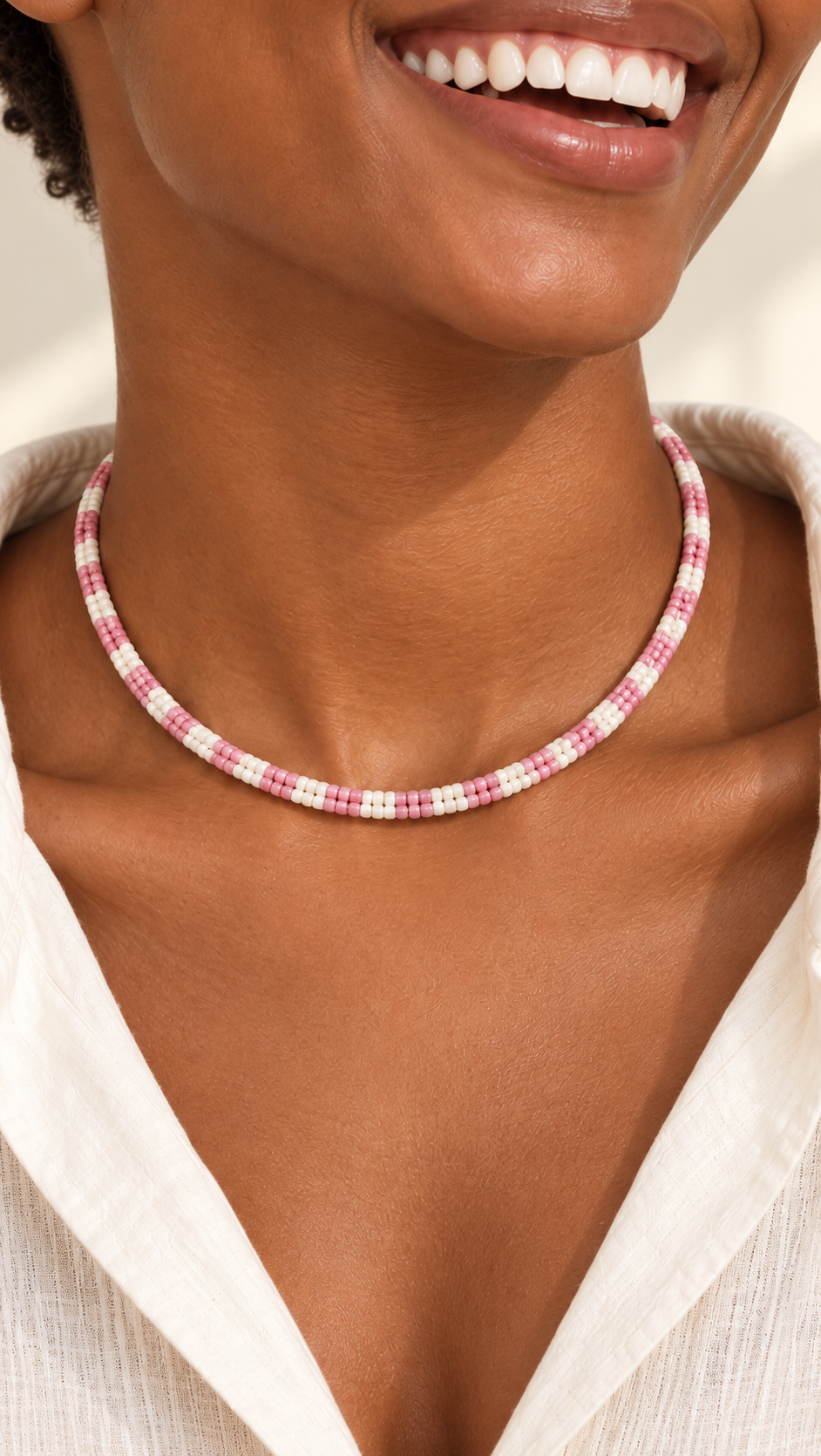 Isadora Necklace — Blush pink & Ivory
