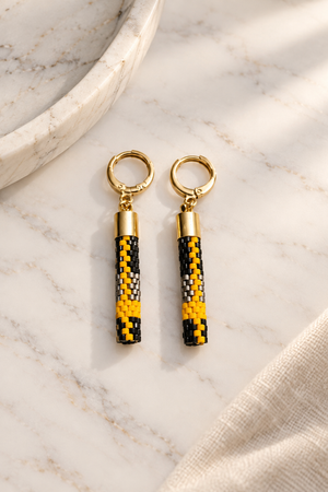 Margot Earrings — Black, Silver & Golden Yellow