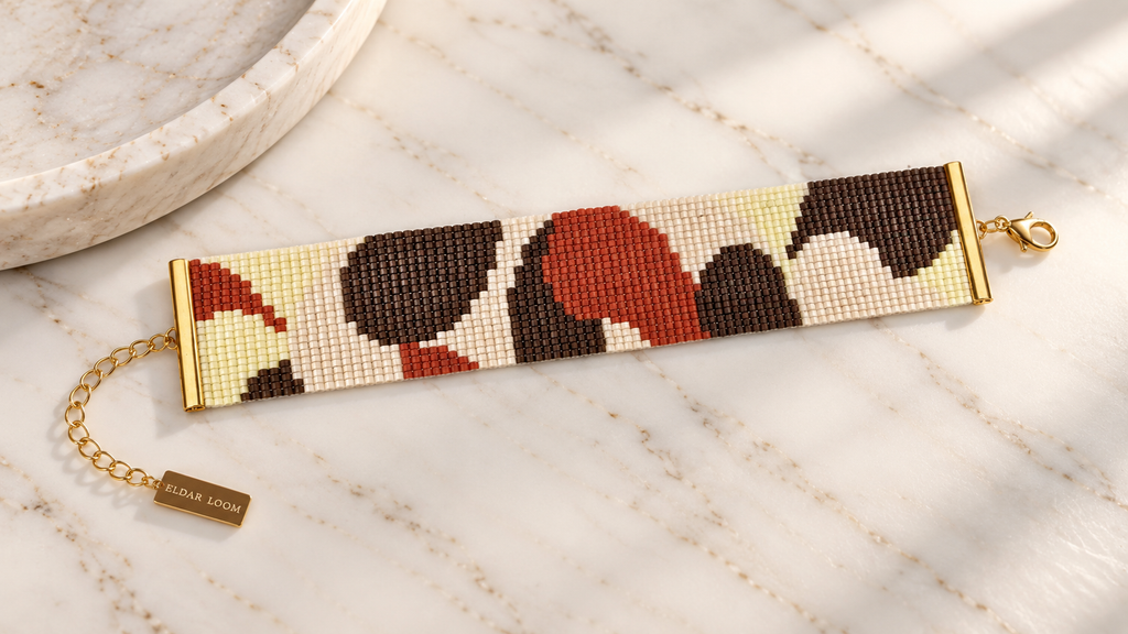 Pulsera Sienna — Espresso, Marfil y Rojo