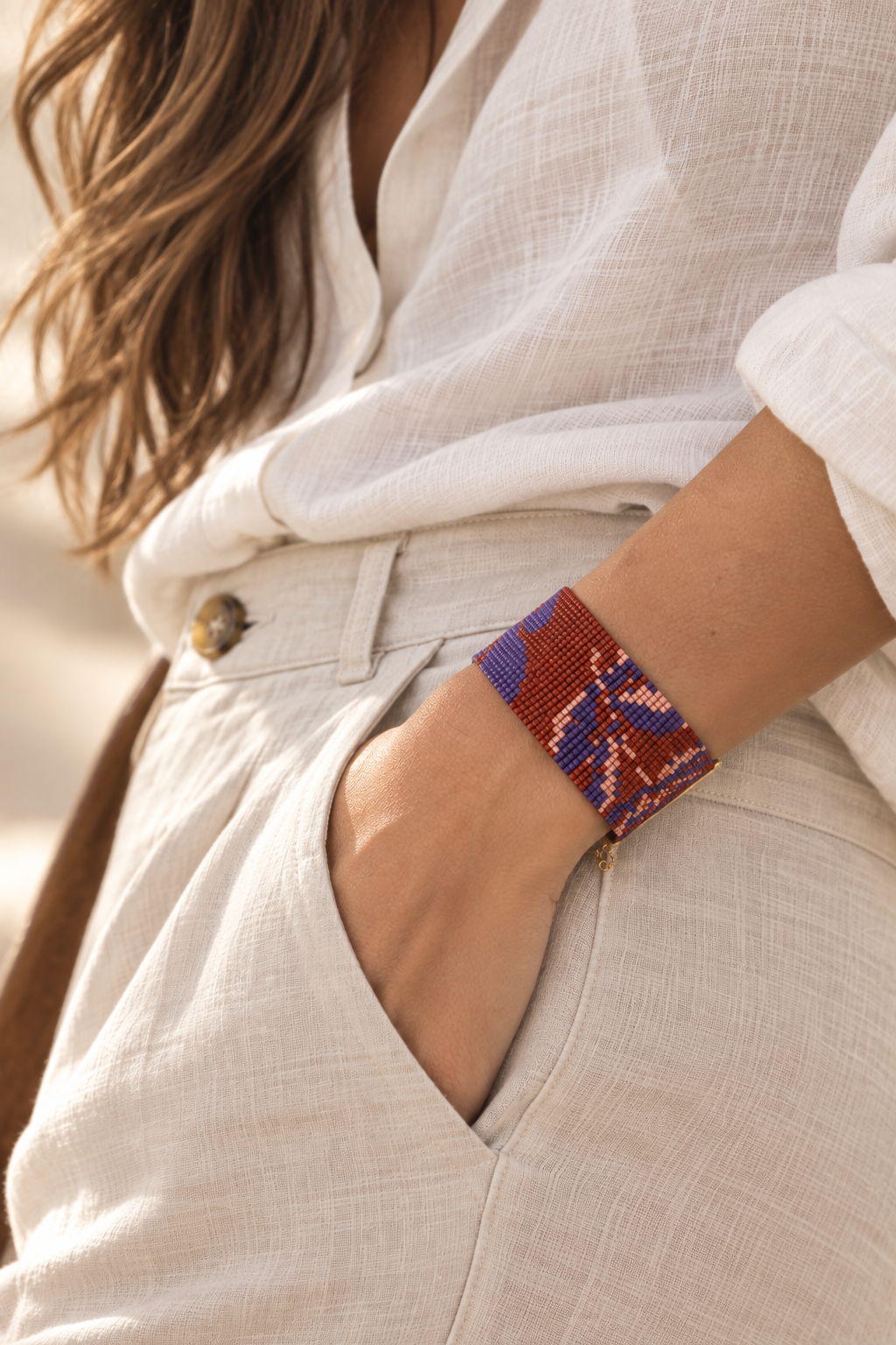 Amara Bracelet — Terracotta & Violet