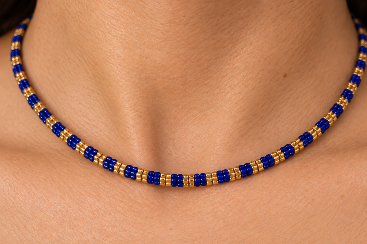 Celeste Necklace — Royal Blue & Gold
