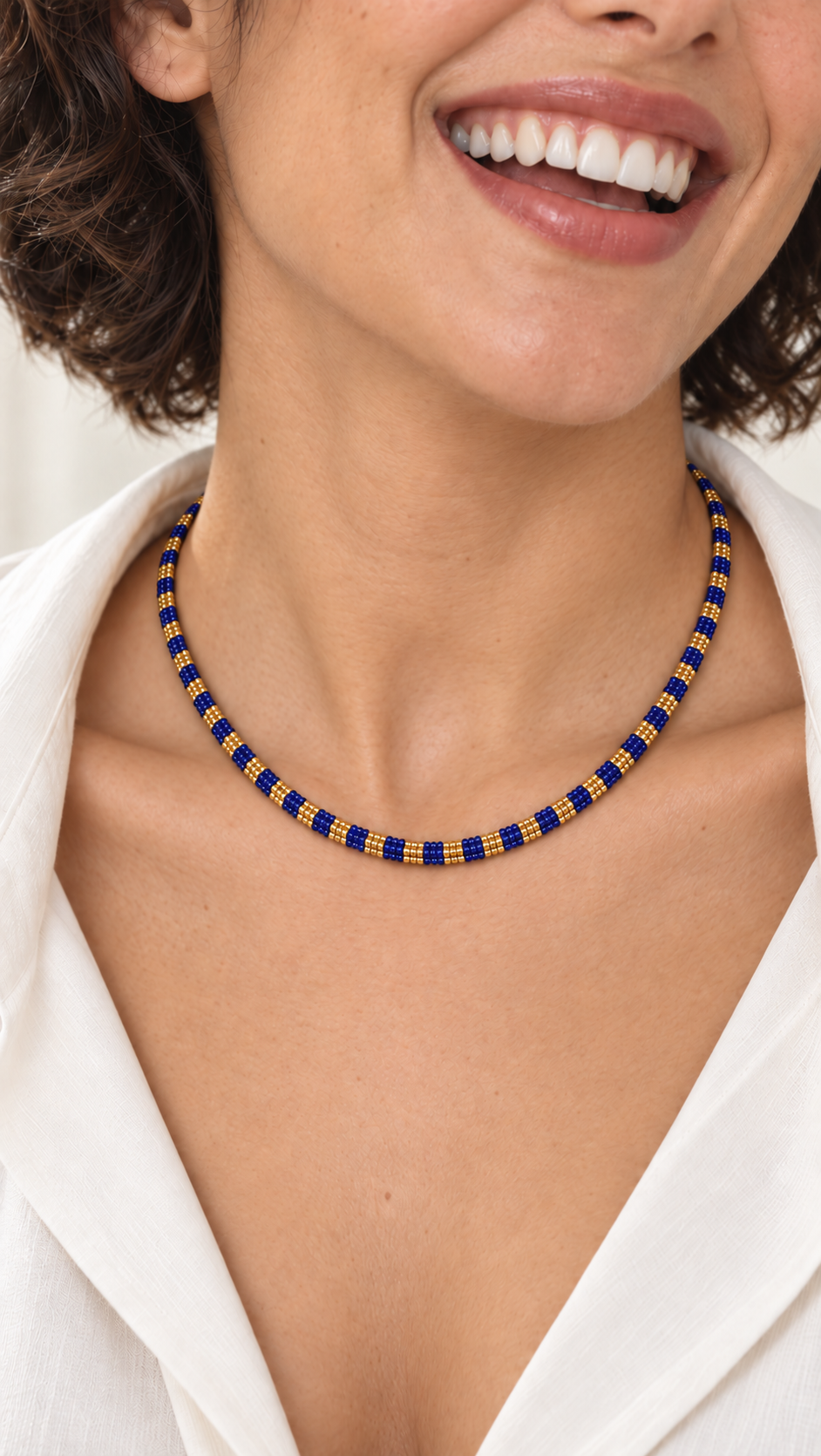 Collar Celeste — Azul Rey y Dorado