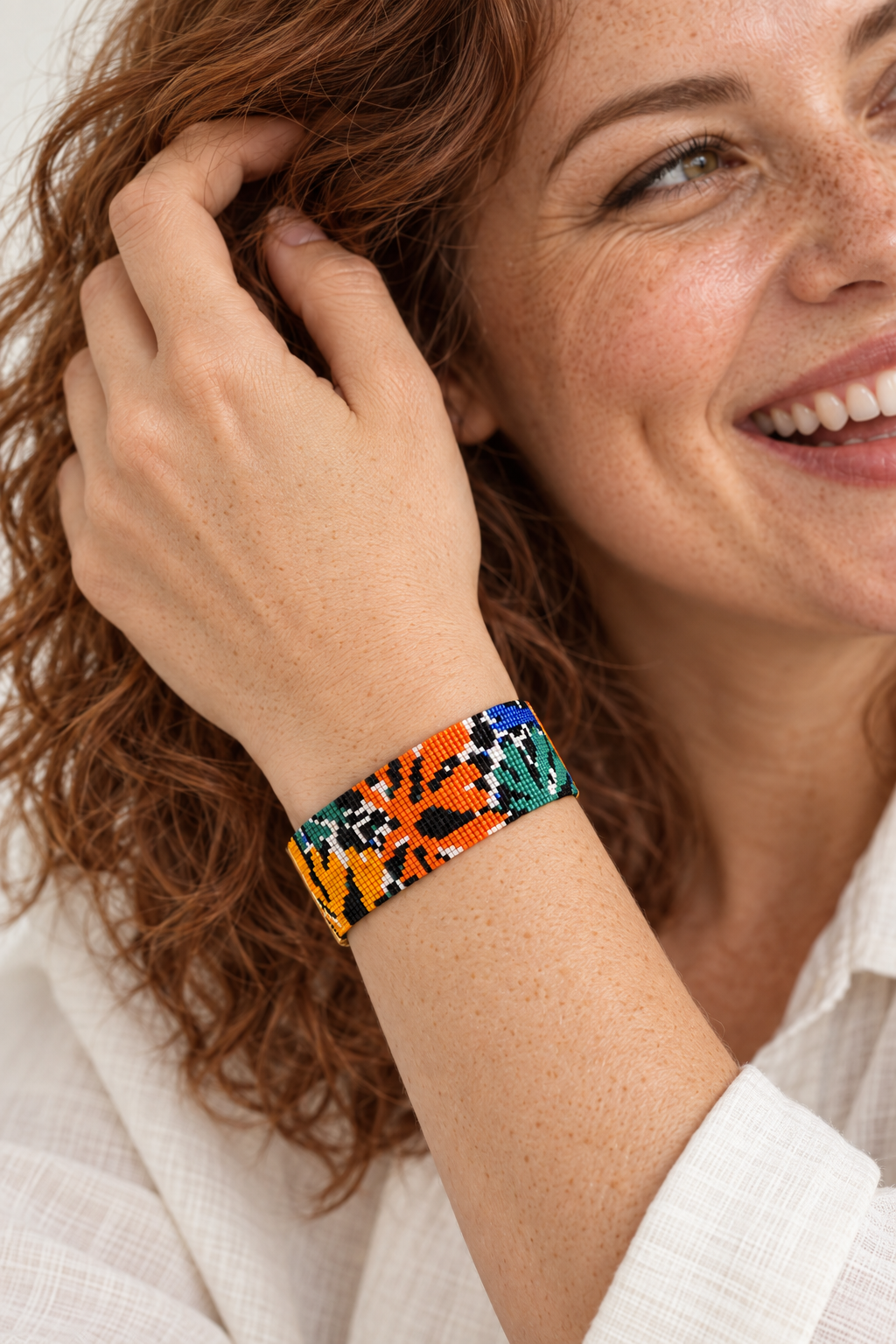 Mariela Bracelet — Orange, Black, White, Blue & Green