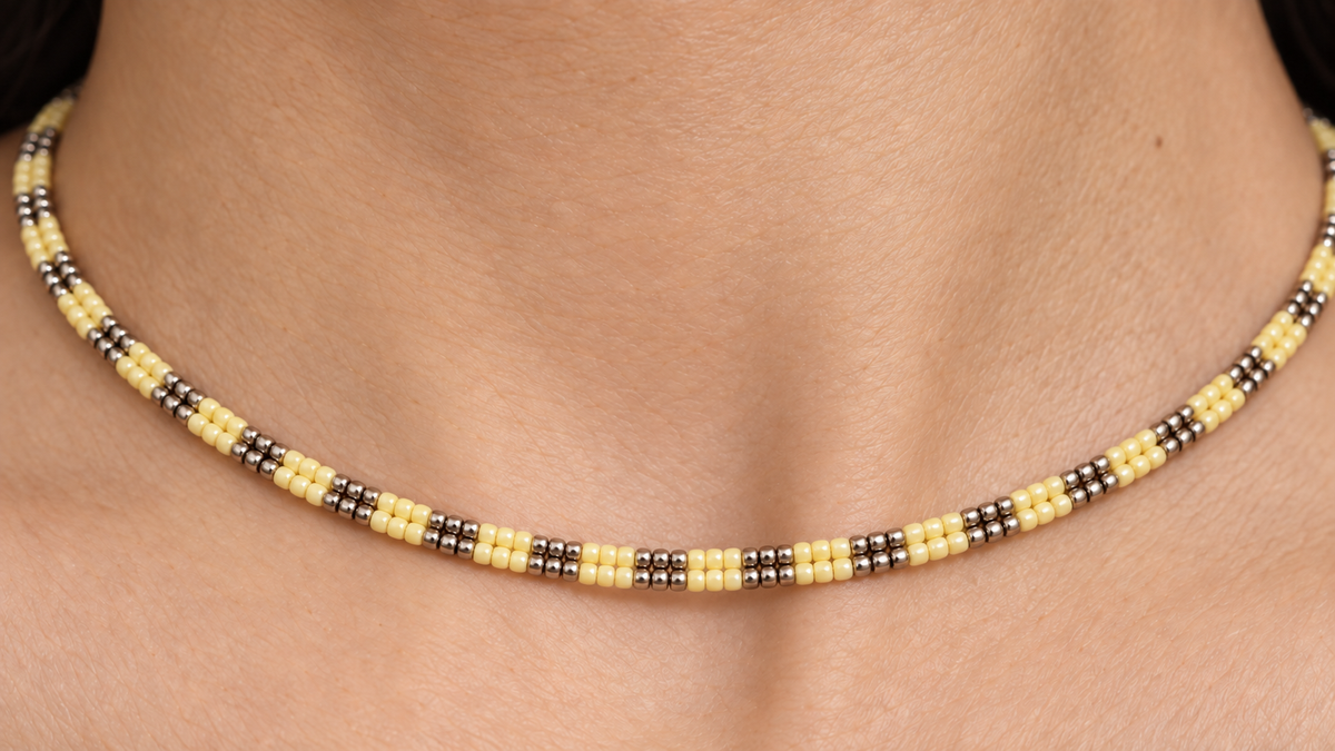Elena Necklace — Butter Yellow & Silver